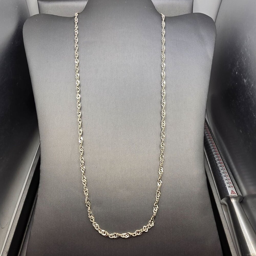 VTG Sterling Silver Twisted Link Chain Necklace 24" Diamond Cut Signed BB Italy - Picture 2 of 9